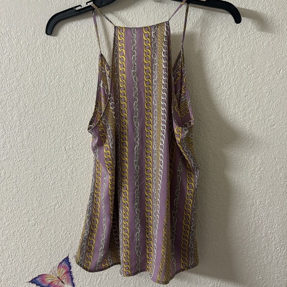 Lush Lilac Purple Yellow Chain Print Camisole New Versace Vibes Small - Picture 3 of 3